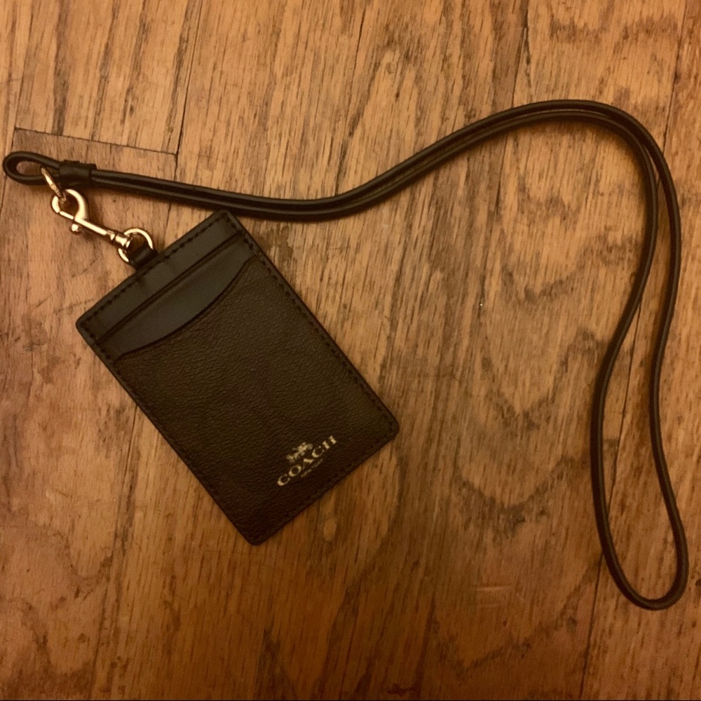 Coach Leather ID Lanyard